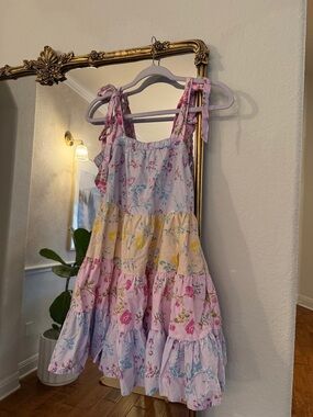 LoveShackFancyxTarget Pastel Floral Tiered Mini Dress size xs